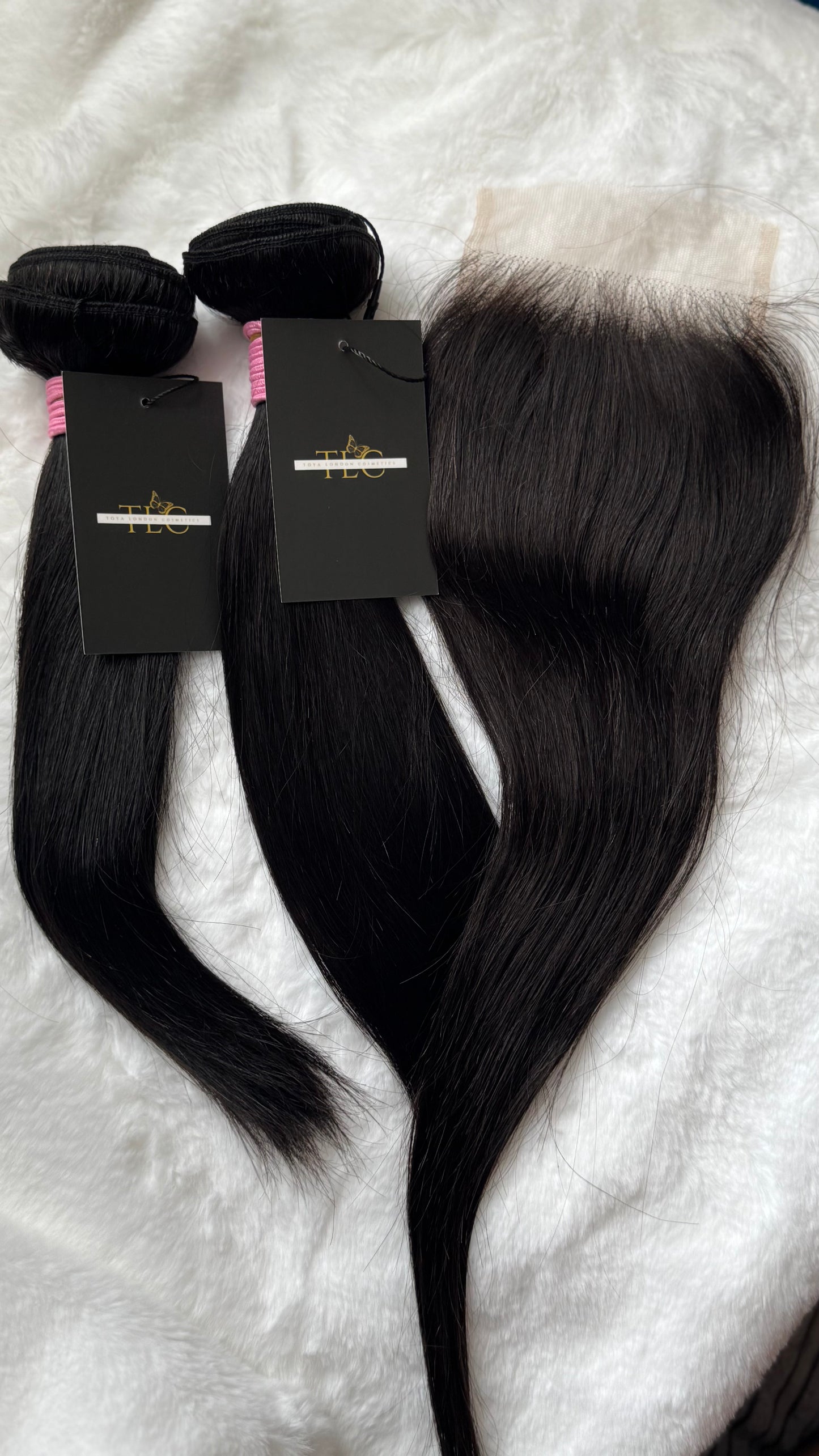 Short Virgin Hair Bundles + HD 4x4 Closure